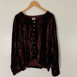 CP Shades | Velvet Rayon Burgundy Button Up Top